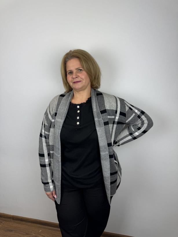Sweter/Narzutka krata - les - (s/m,l/xl) - 7788 - popiel