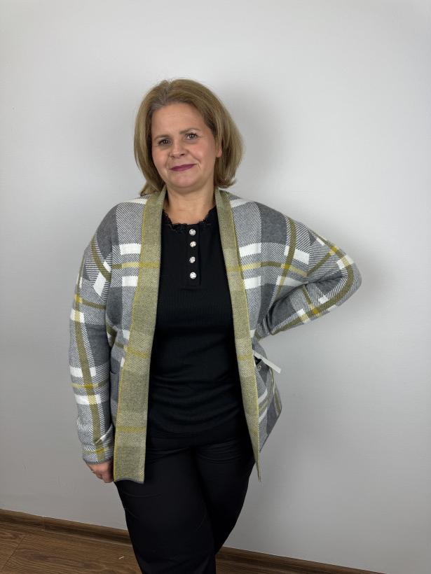 Sweter/Narzutka krata - les - (s/m,l/xl) - 7788 - żółty