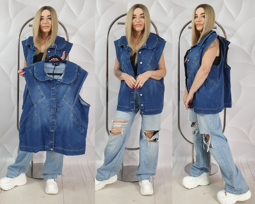 KAMIZELKA JEANSOWA EVITA 5726 RB4  %PRZECENA