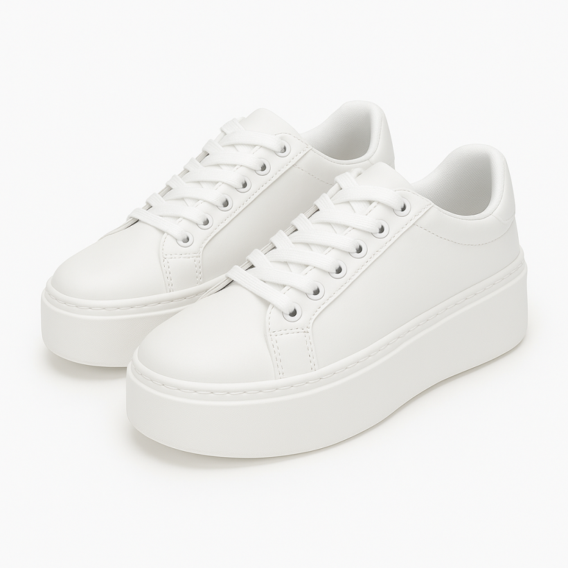 Białe sneakersy na platformie 1593