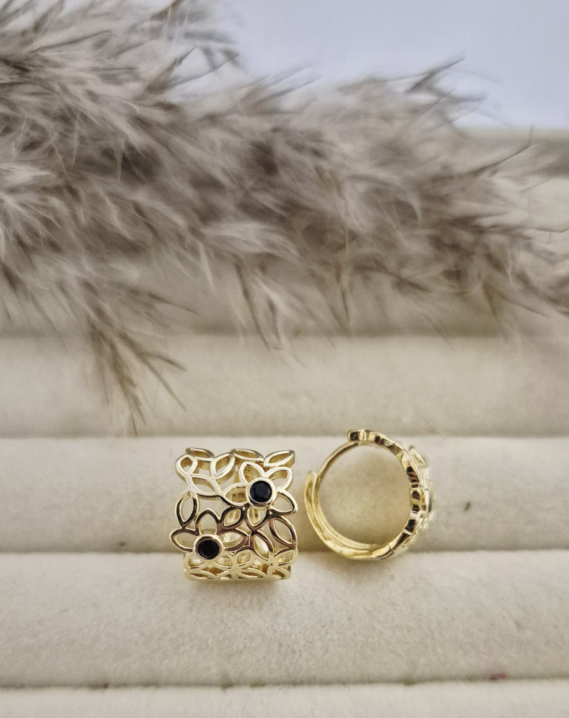 Kolczyki na kółku apt czarna cyrkonia