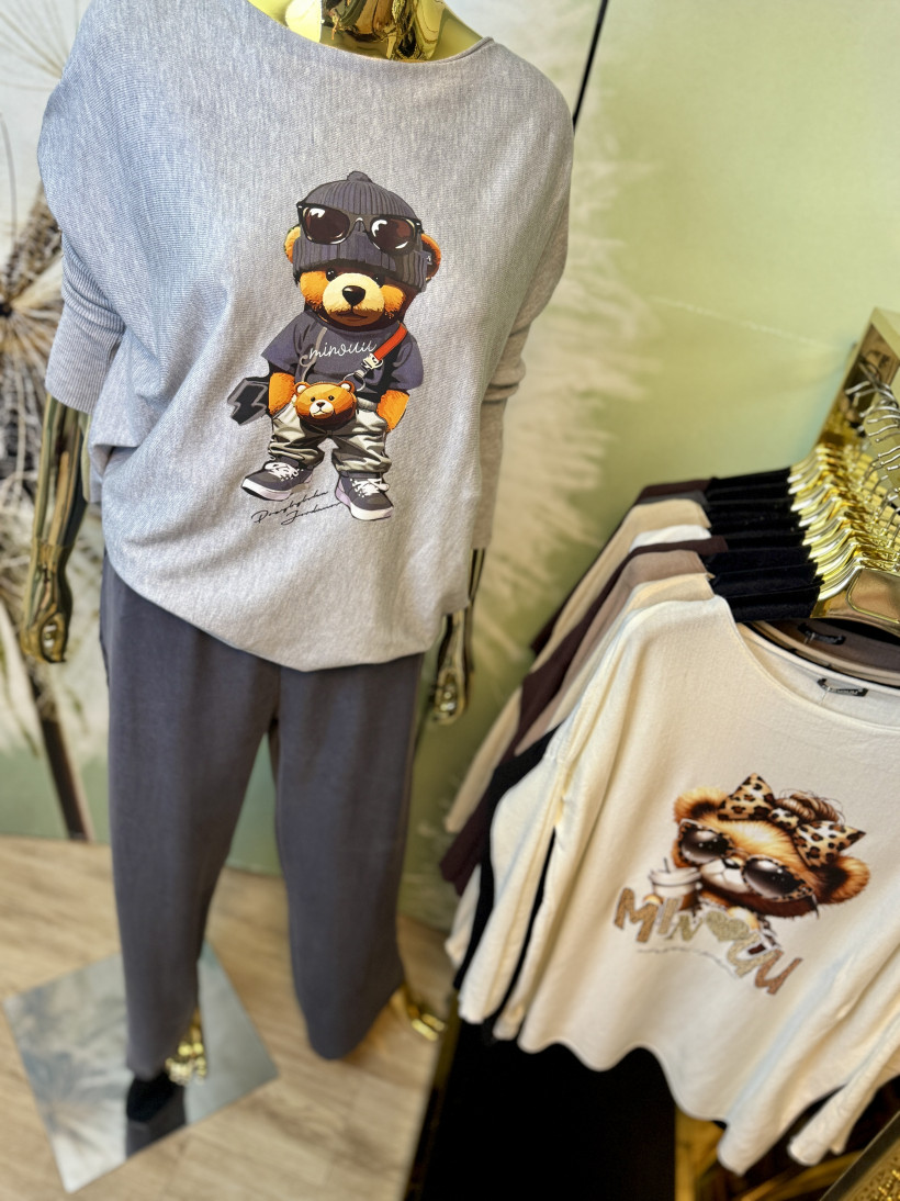 Sweterek wiskozowy Misie długi rękaw