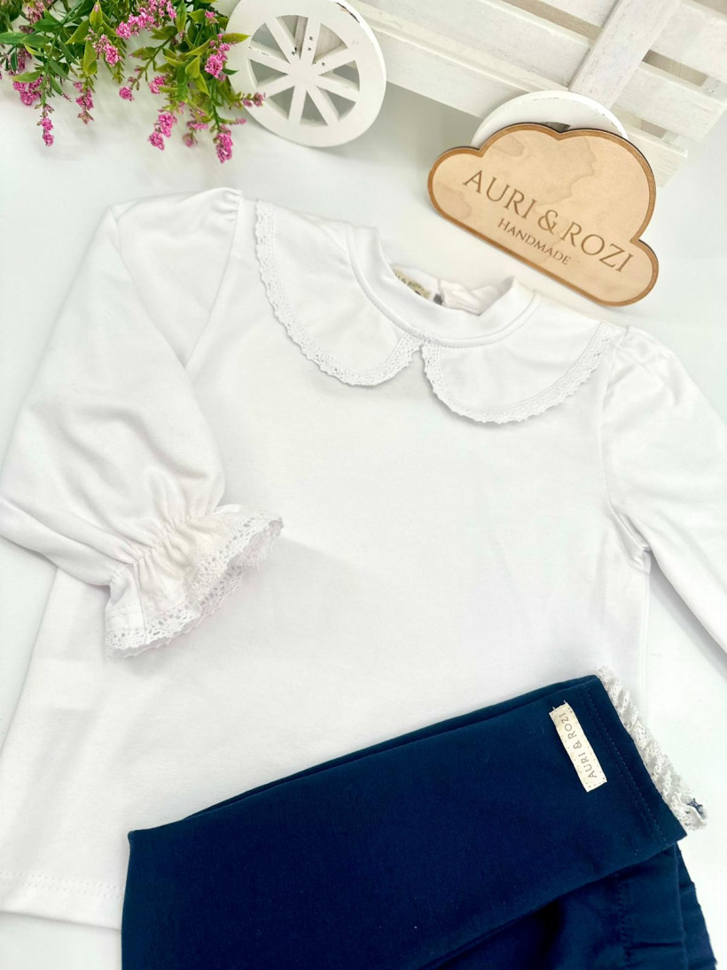 BIAŁA BLUZKA Z KOŁNIERZYKIEM BEBE AURI&ROZI 