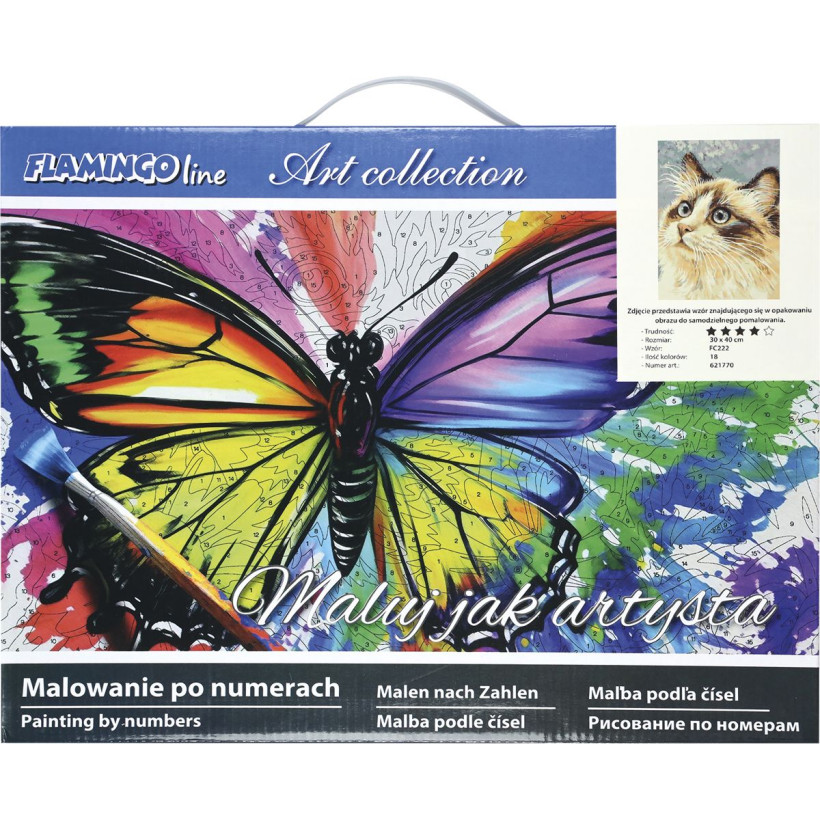Zestaw kreatywny Malowanie po numerach 30x40cm Kot 1 Flamingo Line (FC222)