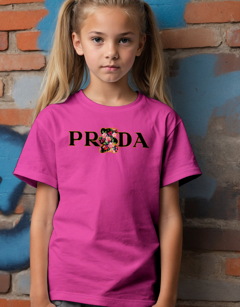 ZA T-shirt FUKSJA - PRADA miś