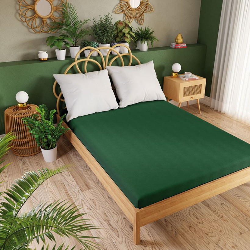 DREAMY PREMIUM Prześcieradło jersey z gumką, szerokość 90 x wysokość 200cm, kolor 006 zielony