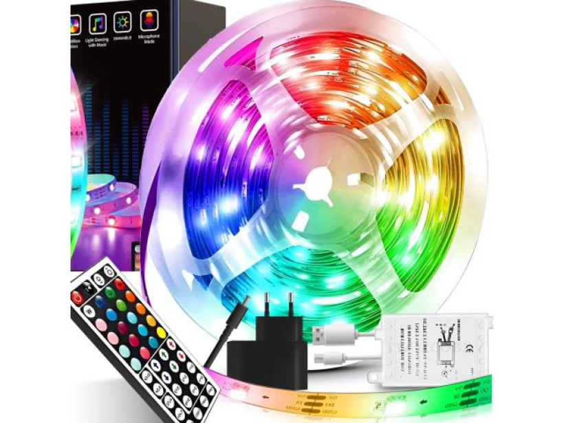 Zestaw LED RGB 5m + PILOT 44 + zasilacz 12V (standard europejski) / LED Strip Lights RGB 5m + Remot