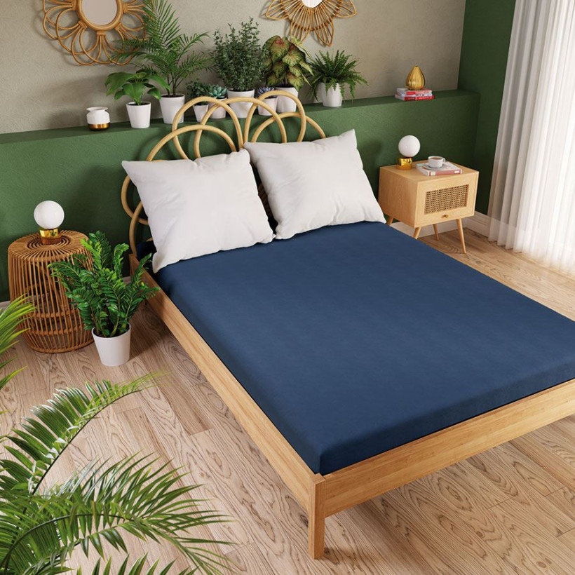 DREAMY PREMIUM Prześcieradło jersey z gumką, szerokość 90 x wysokość 200cm, kolor 007 granatowy