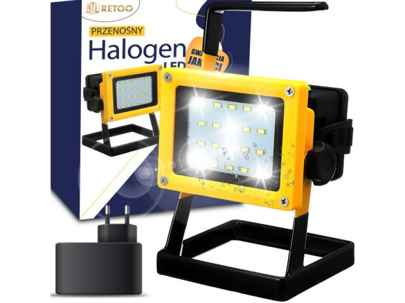 HALOGEN LED ROBOCZY BUDOWLANY AKUMULATOROWY 30W PRZENOŚNY MOCNY JASNY KABEL