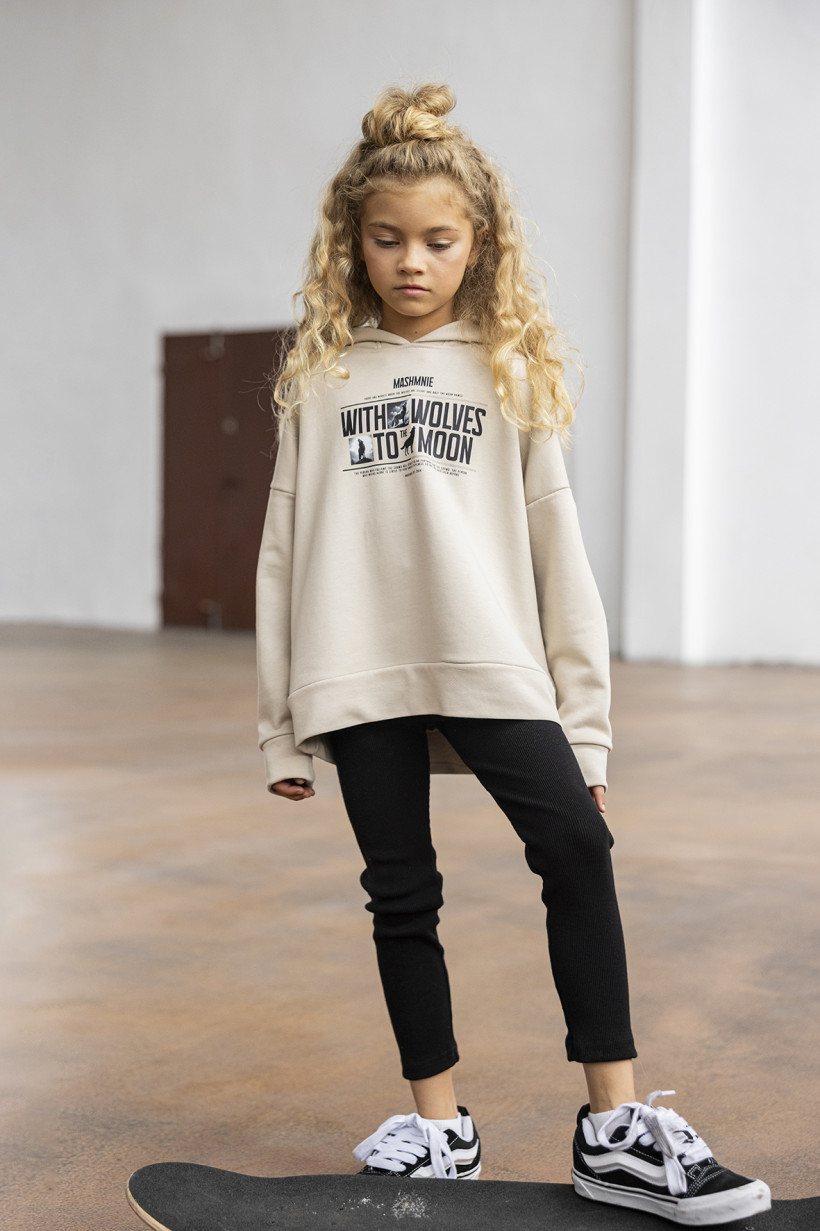 BLUZA BEŻOWA Z KAPTUREM PRZEZ GŁOWĘ MASH MNIE