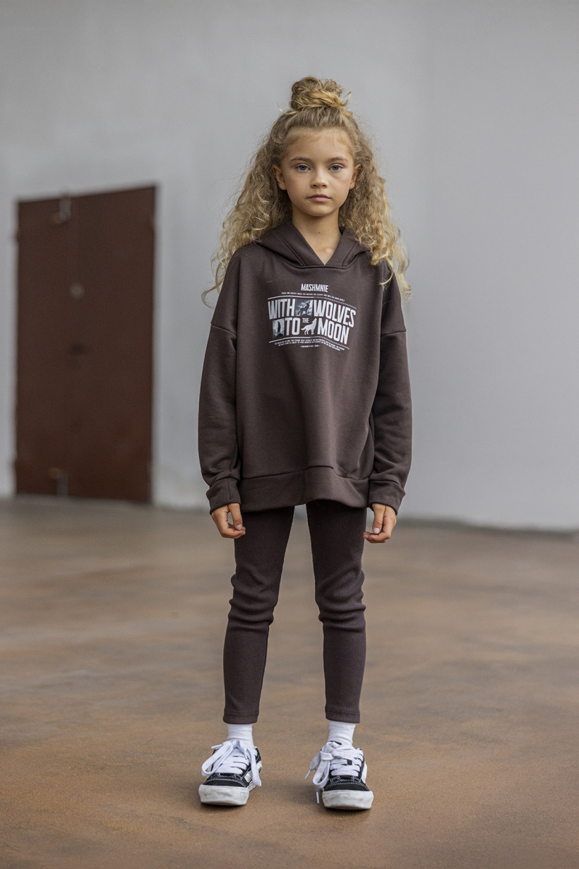 BLUZA BRĄZOWA Z KAPTUREM PRZEZ GŁOWĘ MASH MNIE