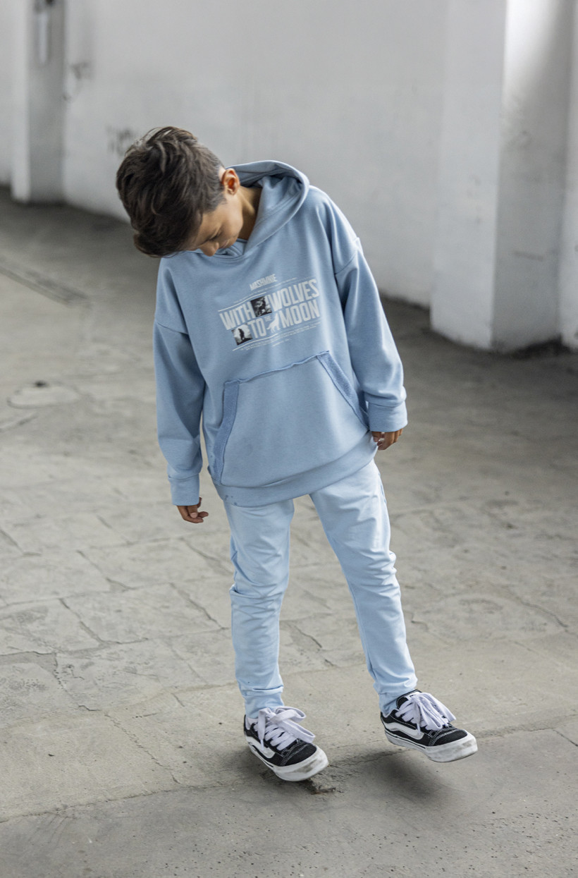 BLUZA PRZEZ GŁOWĘ BŁĘKITNA Z KAPTUREM MASH NNIE