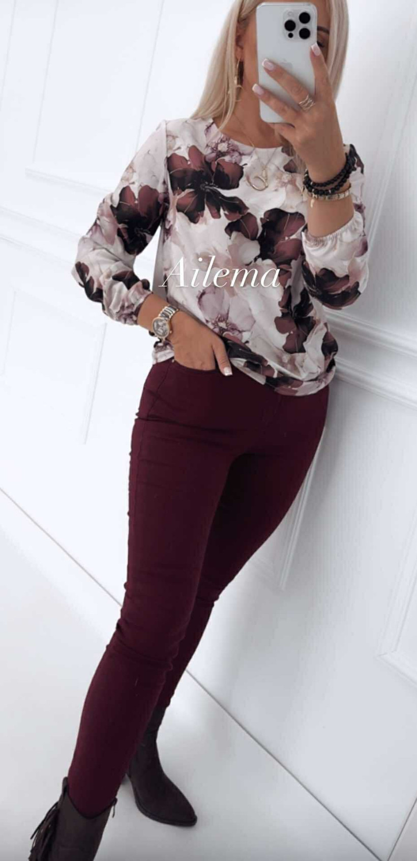 Jeansy Goodies Q552-6 bordo