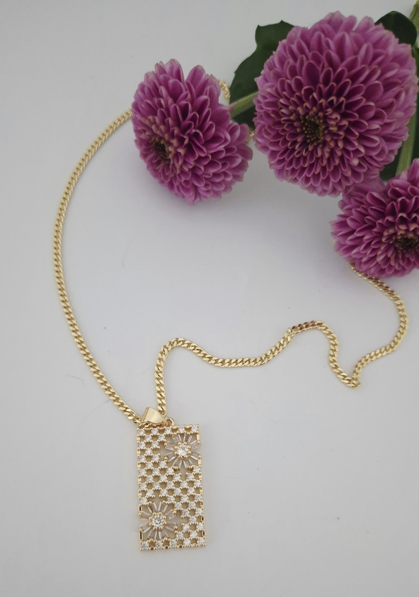 Naszyjnik stokrotki jasna cyrkonia