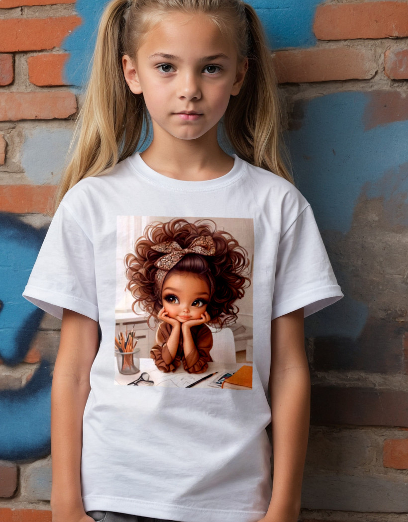 ZA T-shirt BIAŁY - Dziewczynka w szkole EKRAN