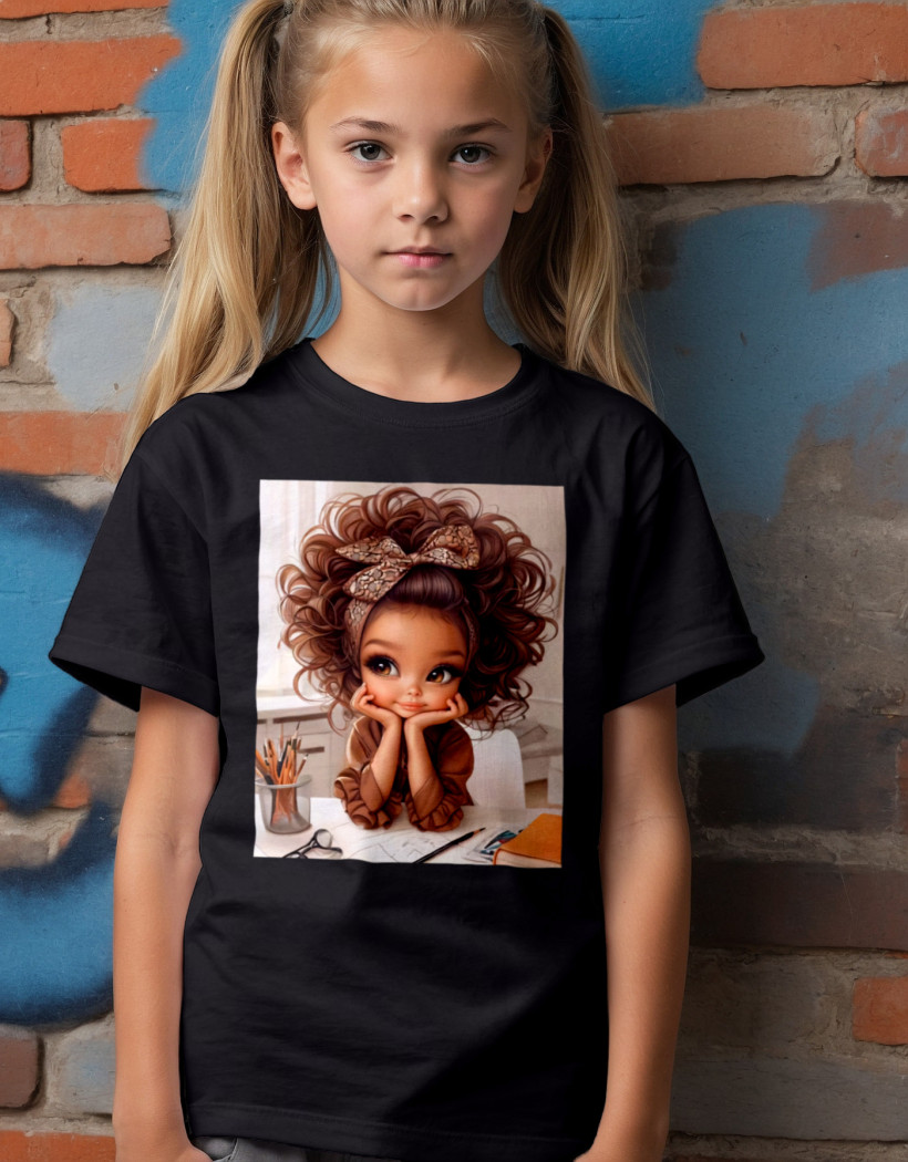 ZA T-shirt CZARNY - Dziewczynka w szkole EKRAN