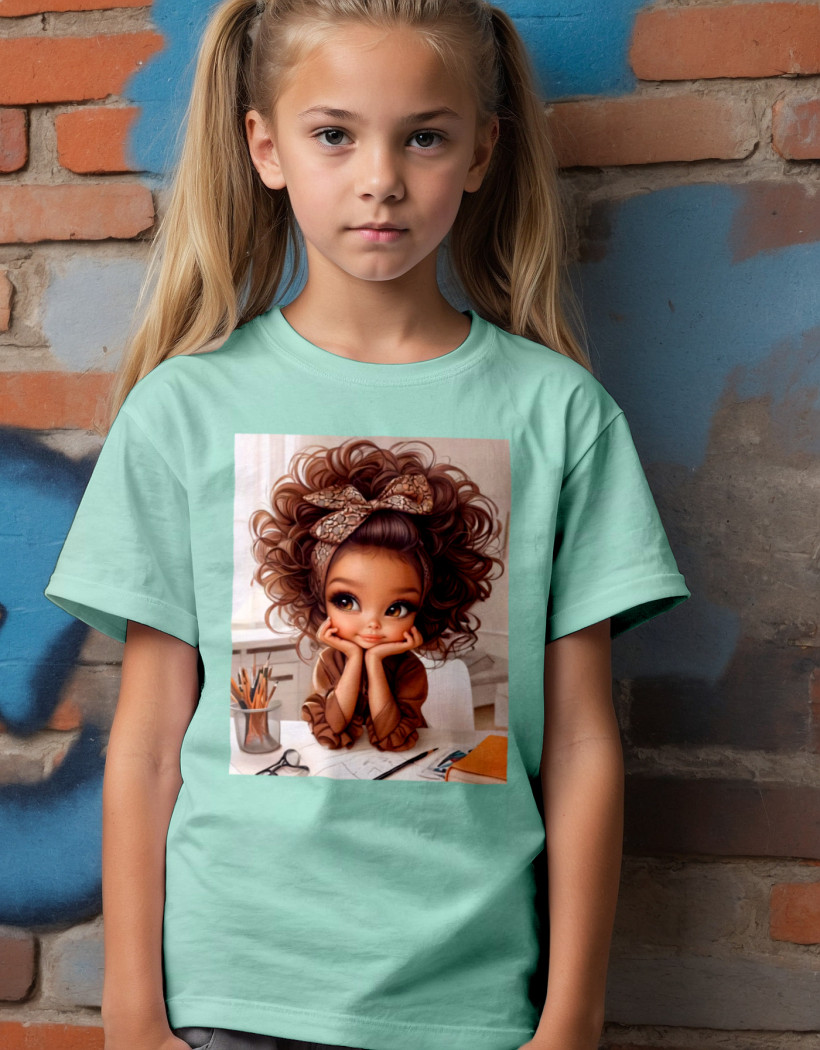 ZA T-shirt MIĘTA - Dziewczynka w szkole EKRAN