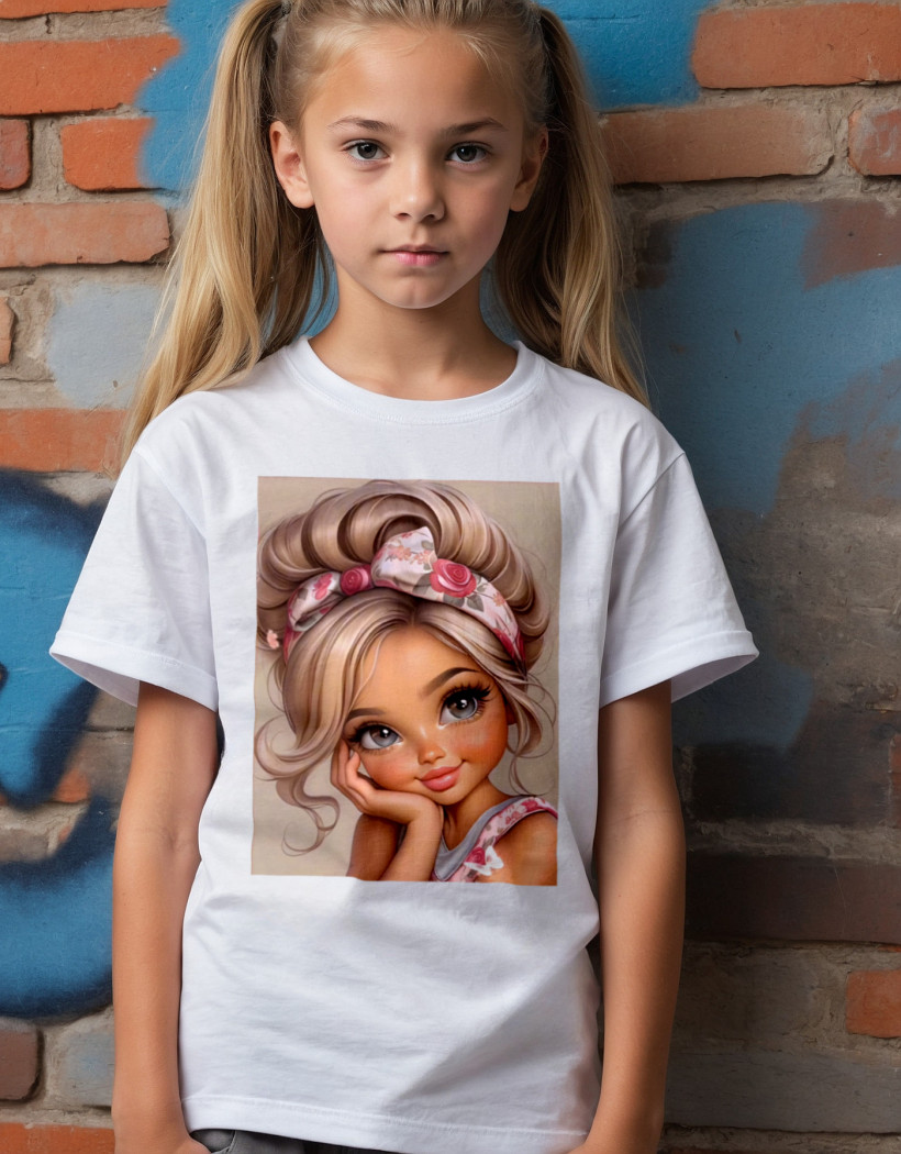 ZA T-shirt BIAŁY - Dziewczynka w kwiatowej opasce EKRAN