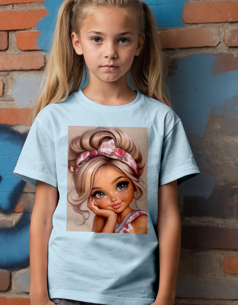 ZA T-shirt BŁĘKIT - Dziewczynka w kwiatowej opasce EKRAN