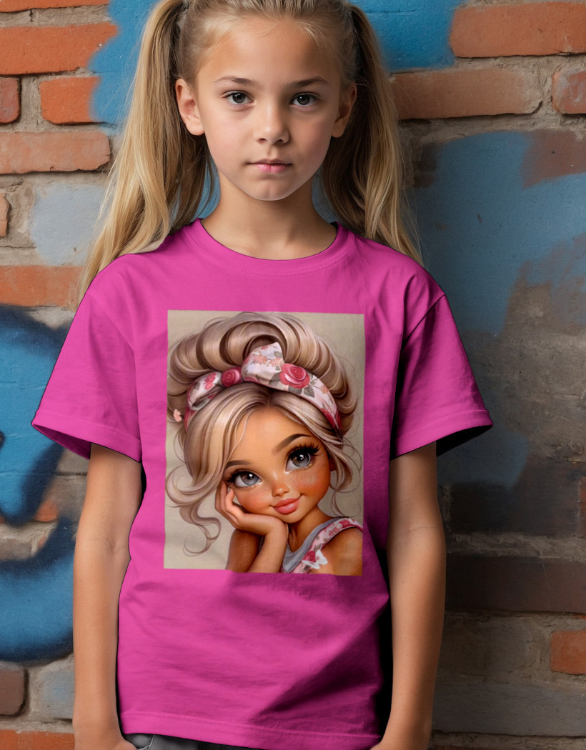 ZA T-shirt FUKSJA - Dziewczynka w kwiatowej opasce EKRAN