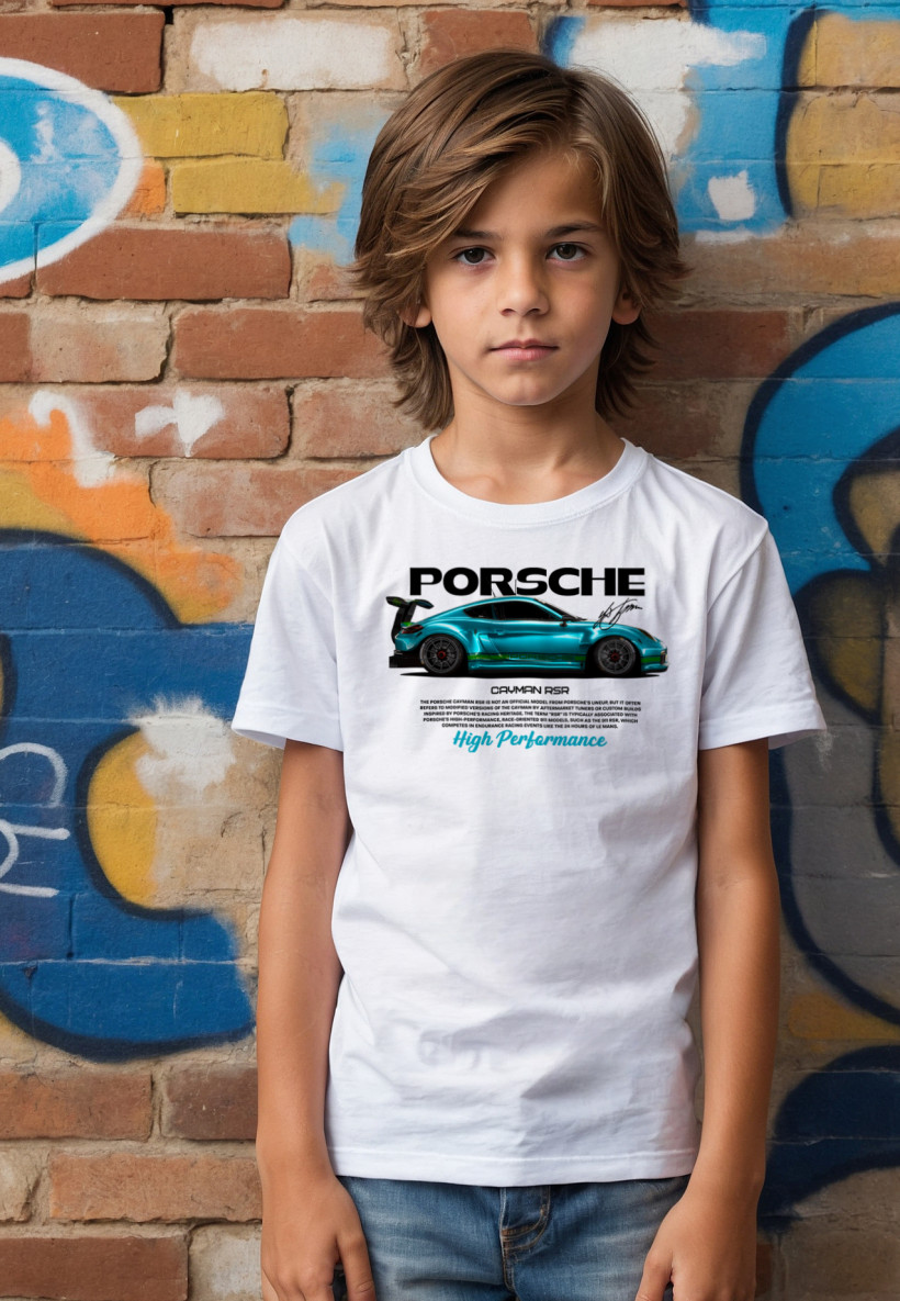 ZA T-shirt BIAŁY - PORSCHE CAYMAN RSR