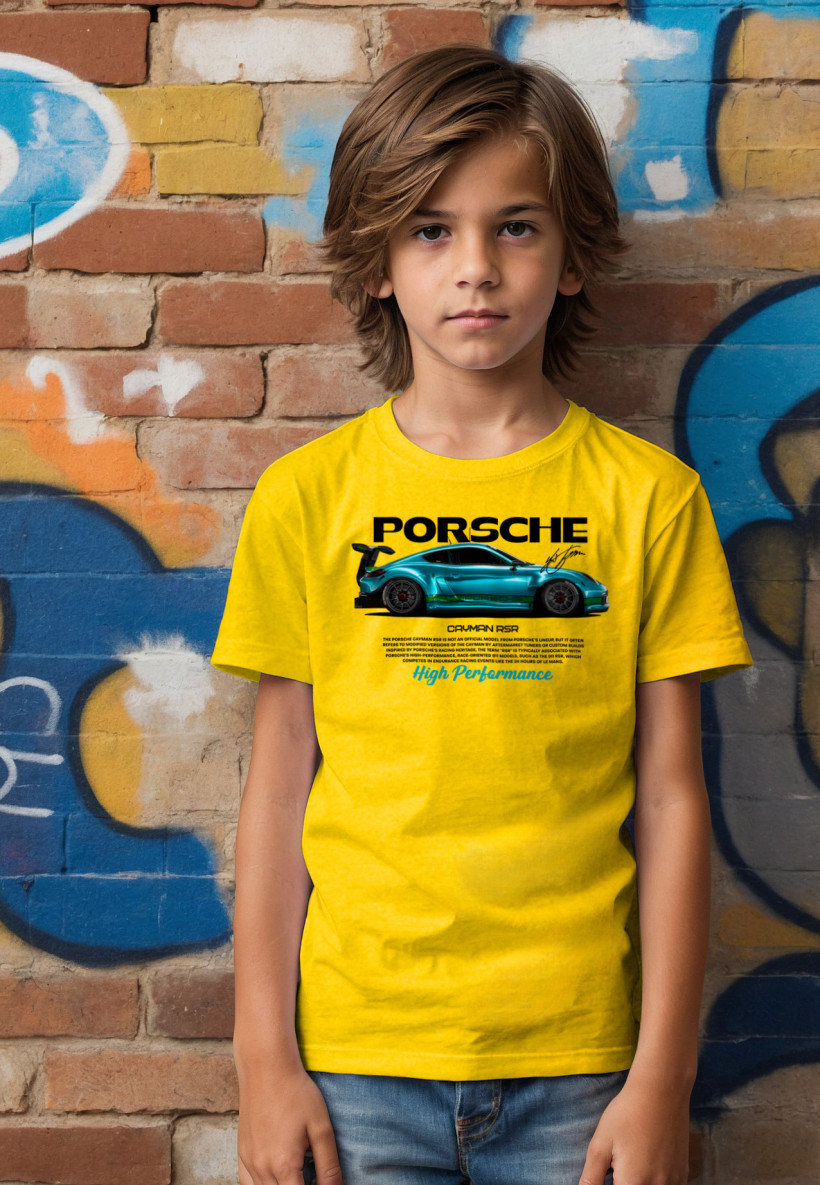 ZA T-shirt ŻÓŁTY - PORSCHE CAYMAN RSR