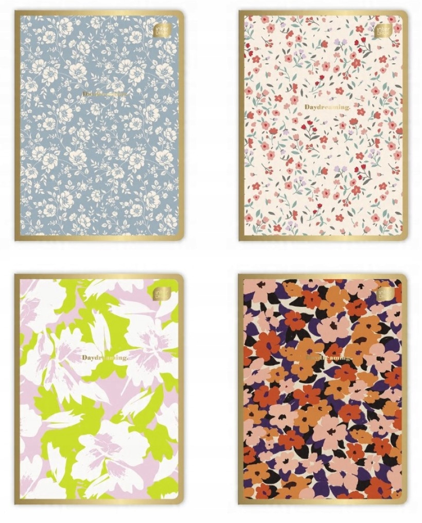 INTERDRUK ZESZYT A5/60 kratka z marginesem METALLIC FLORAL