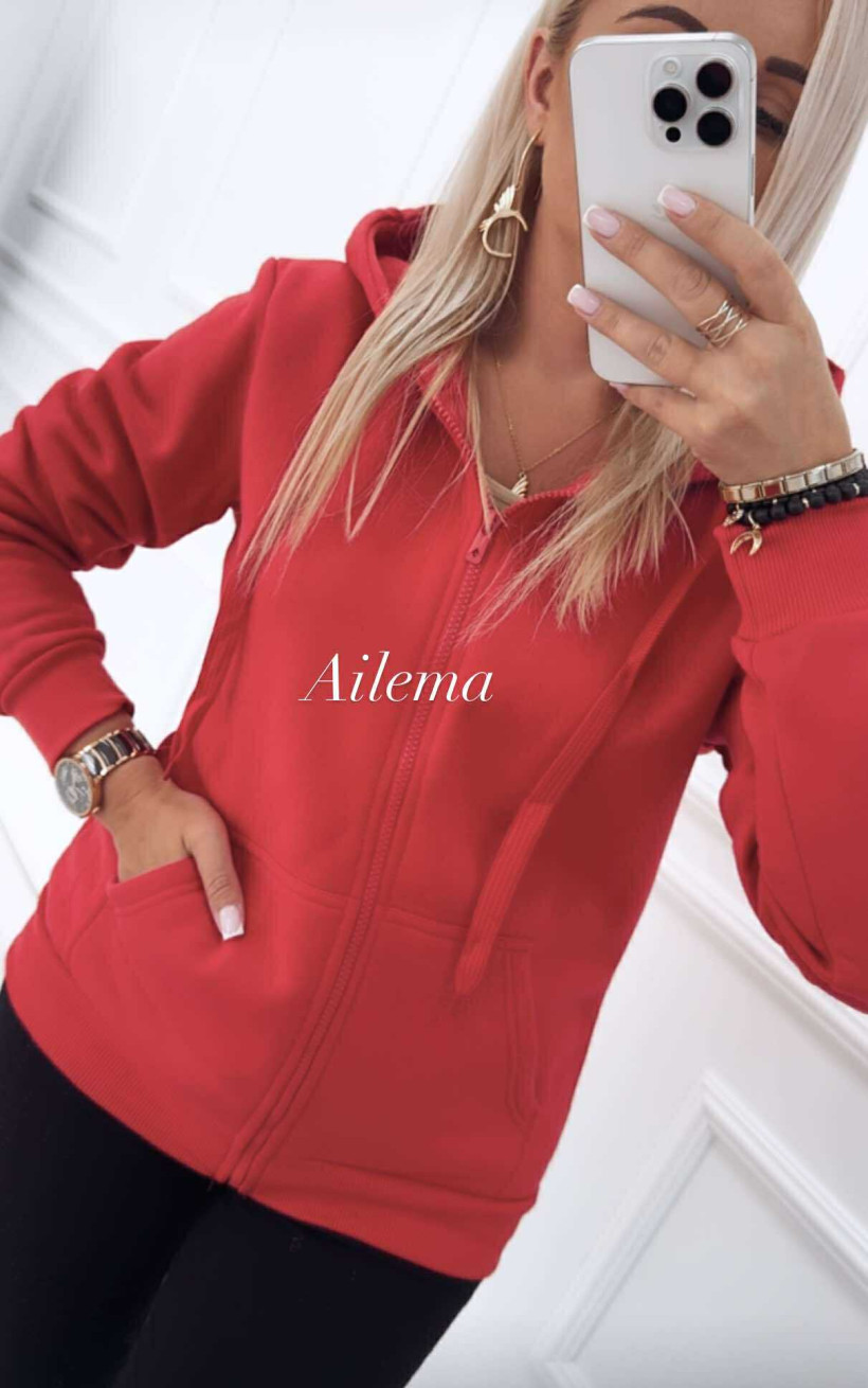 Bluza z kapturem 68W03 na zamek