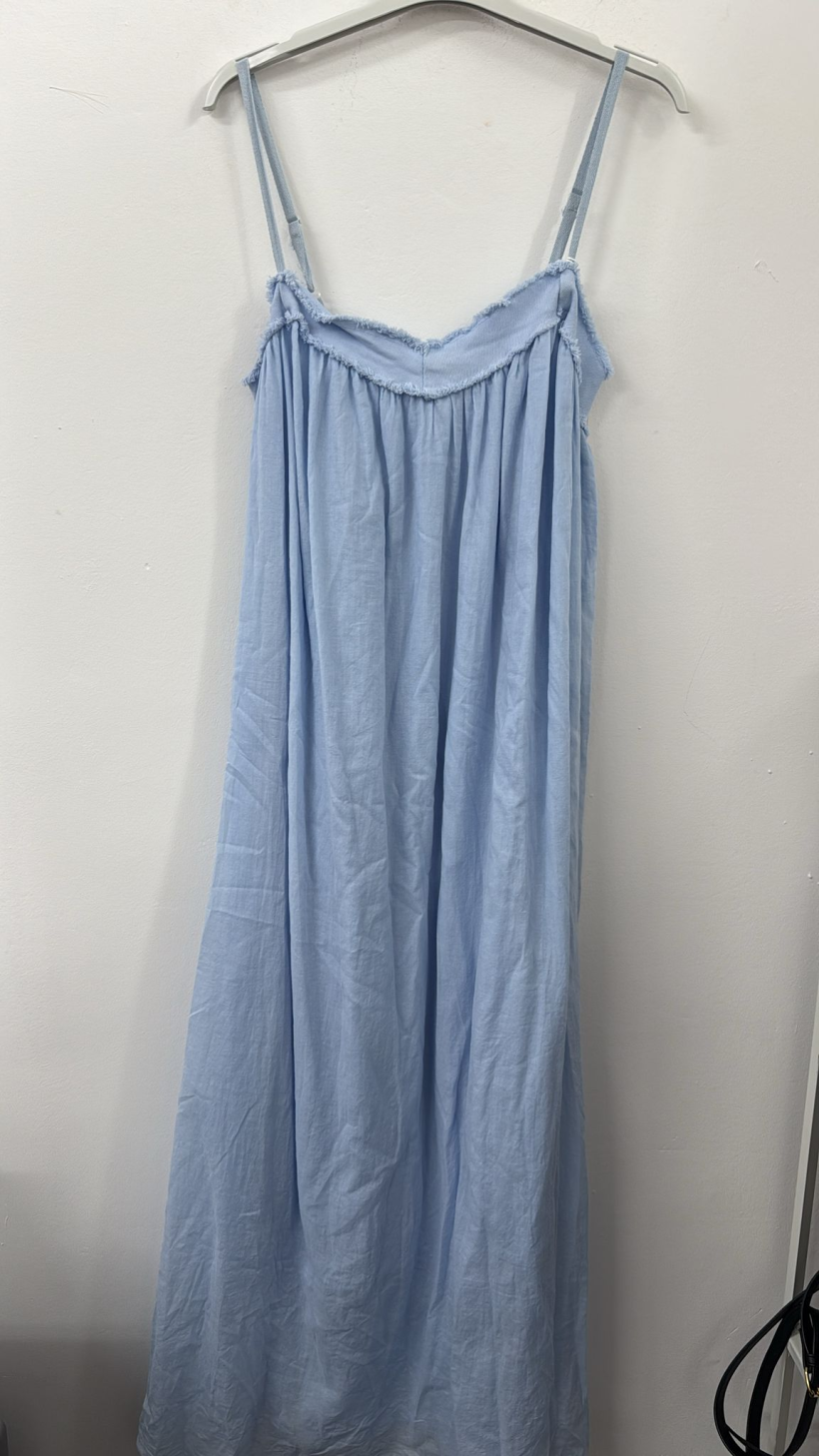 A9255 Sukienka maxi na ramiączkach bawełniana Baby Blue WYPRZEDAŻ