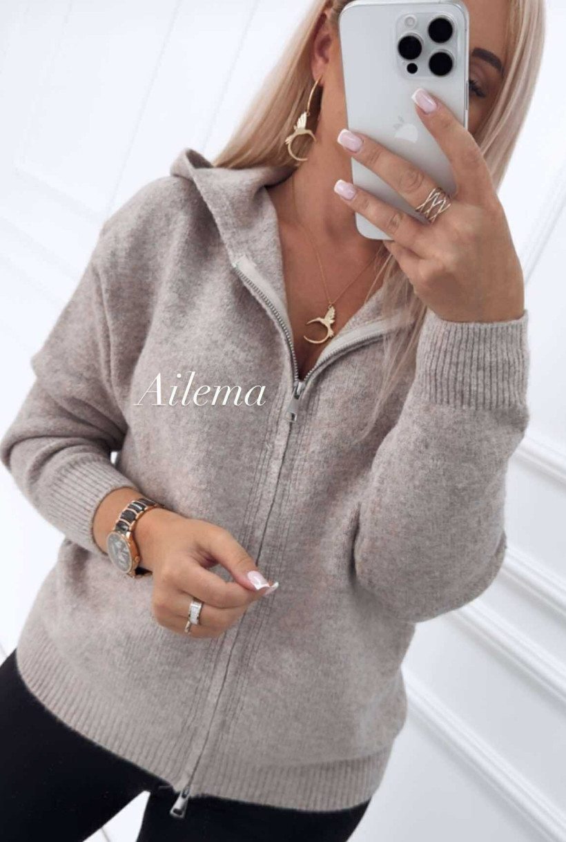 Bluza sweterkowa HC-575 na zamek z kapturem