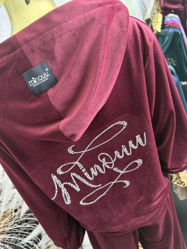 Bluza welur rozpinana z cyrkoniami Minouu