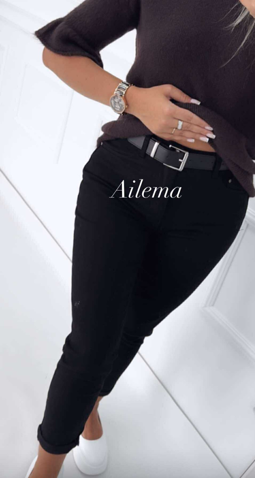 Jeans M.Sara BF3358-13 czarne z paskiem