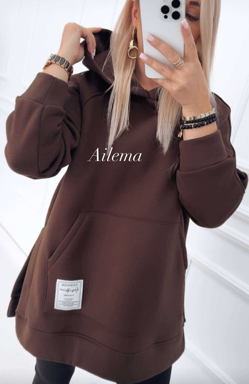 Bluza długa ab2113 z kapturem i naszywką