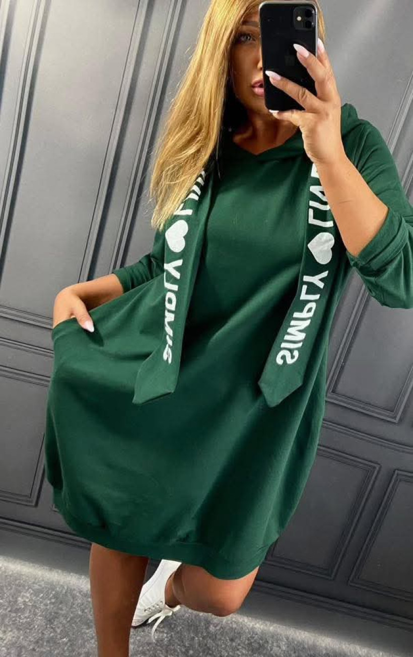 J8912 Bluza długa SIMPLY LIVE butelkowa zieleń