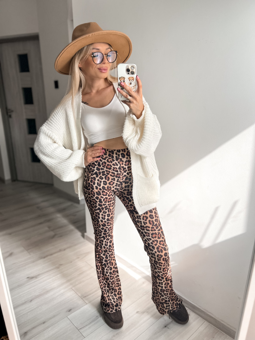 Leginsy dzwony prążek panterka 