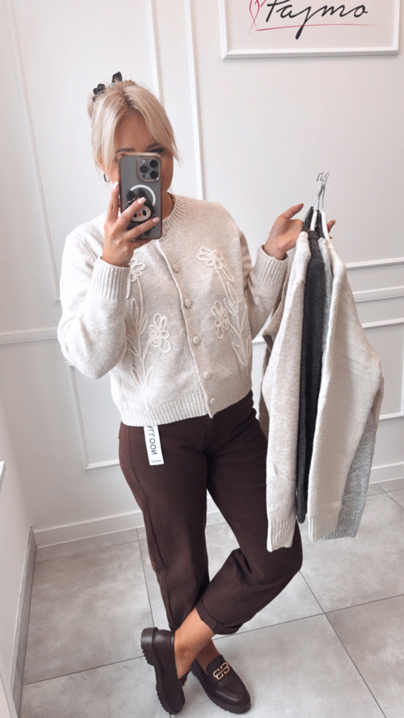 Sweter guziki kwiaty 13180