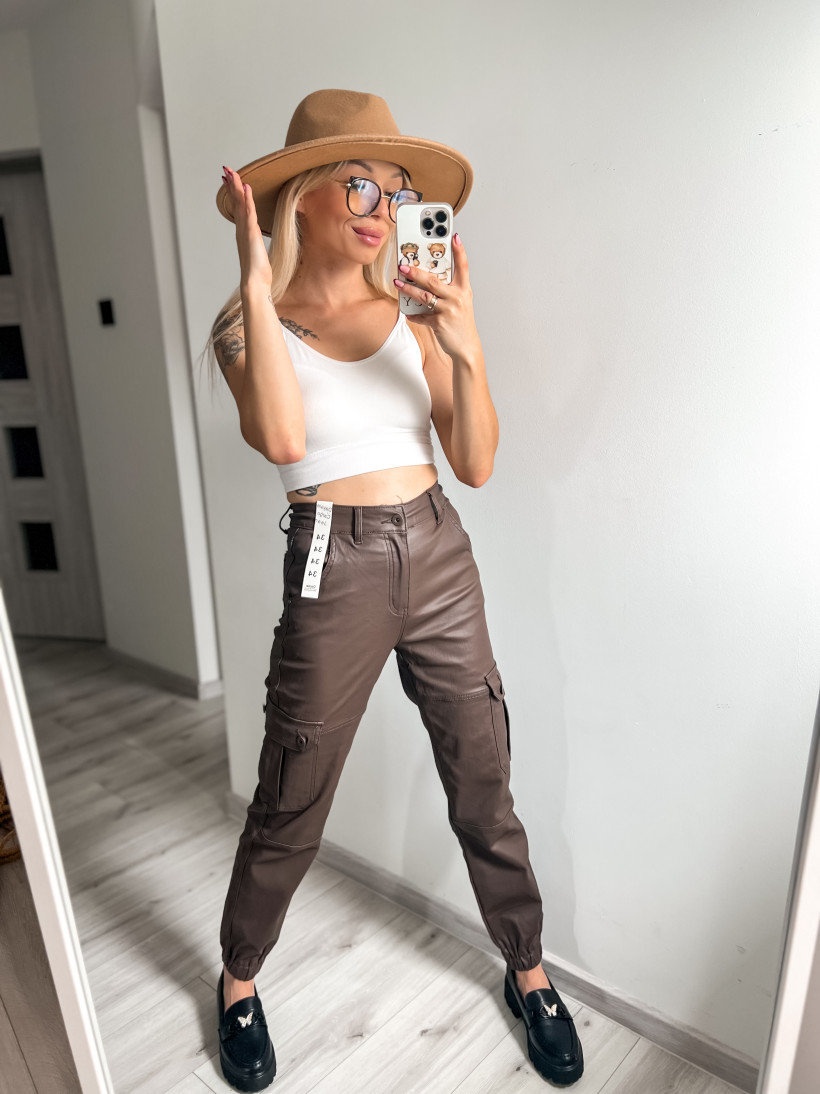 Bojówki skórka czekolada C9259-3