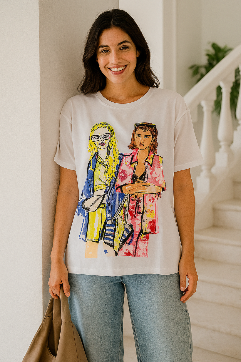 T-shirt biały z aplikacją 1604