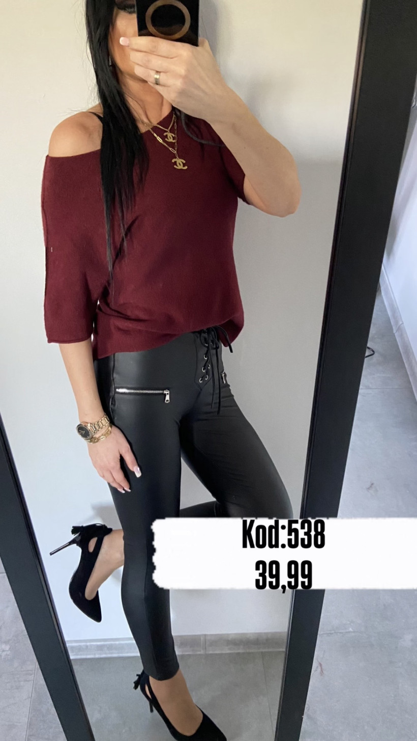 Bluzka 538 sweterkowa na krótki rękaw