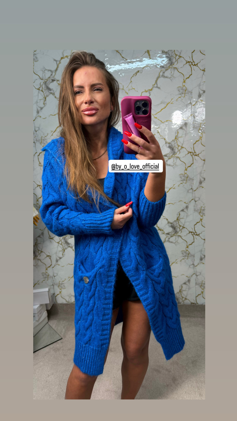 Sweter kardigan kobalt