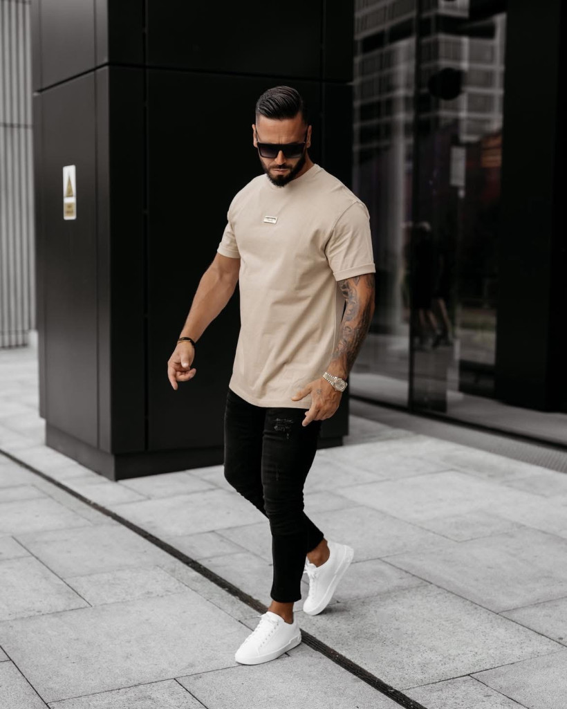 t-shirt męski GOLDEN beż