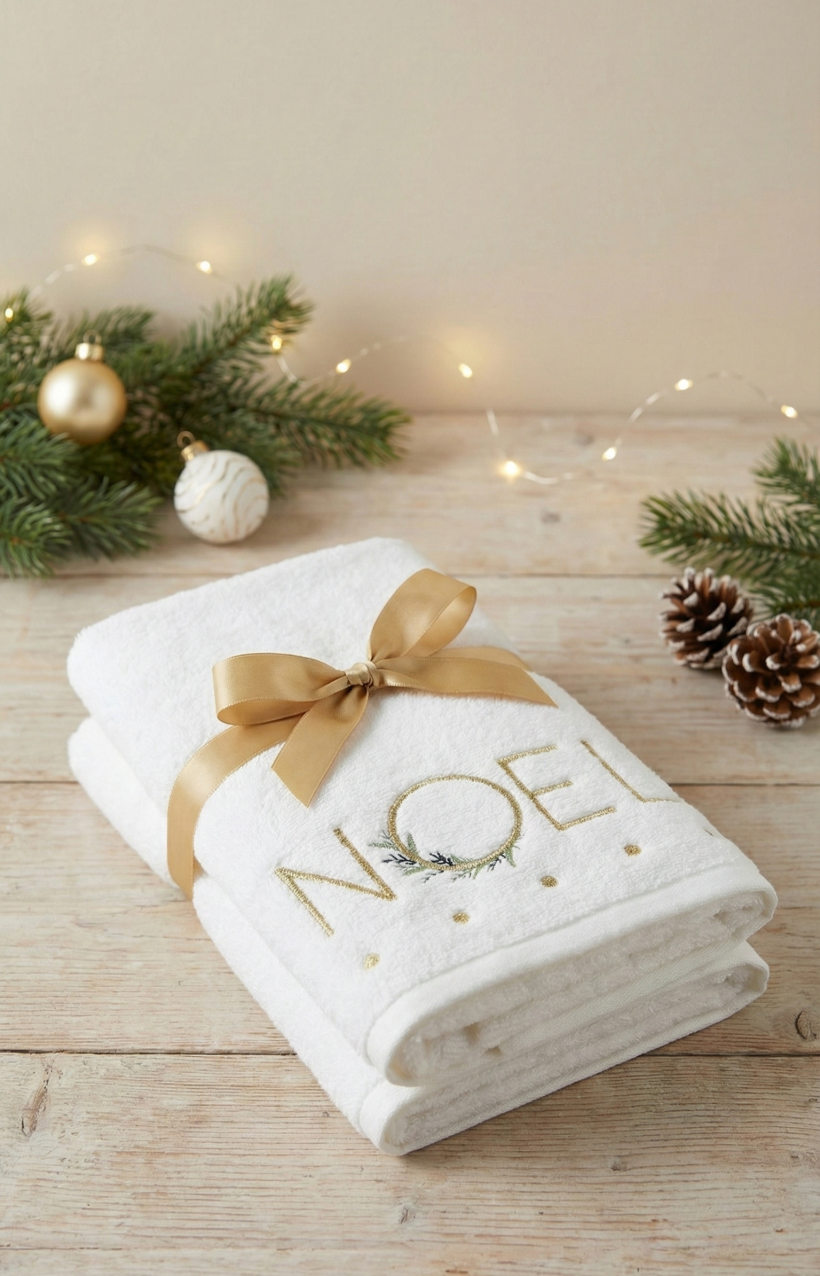 Prezentowy zestaw ręczników świątecznych haftowanych 2szt 40x70cm NOEL