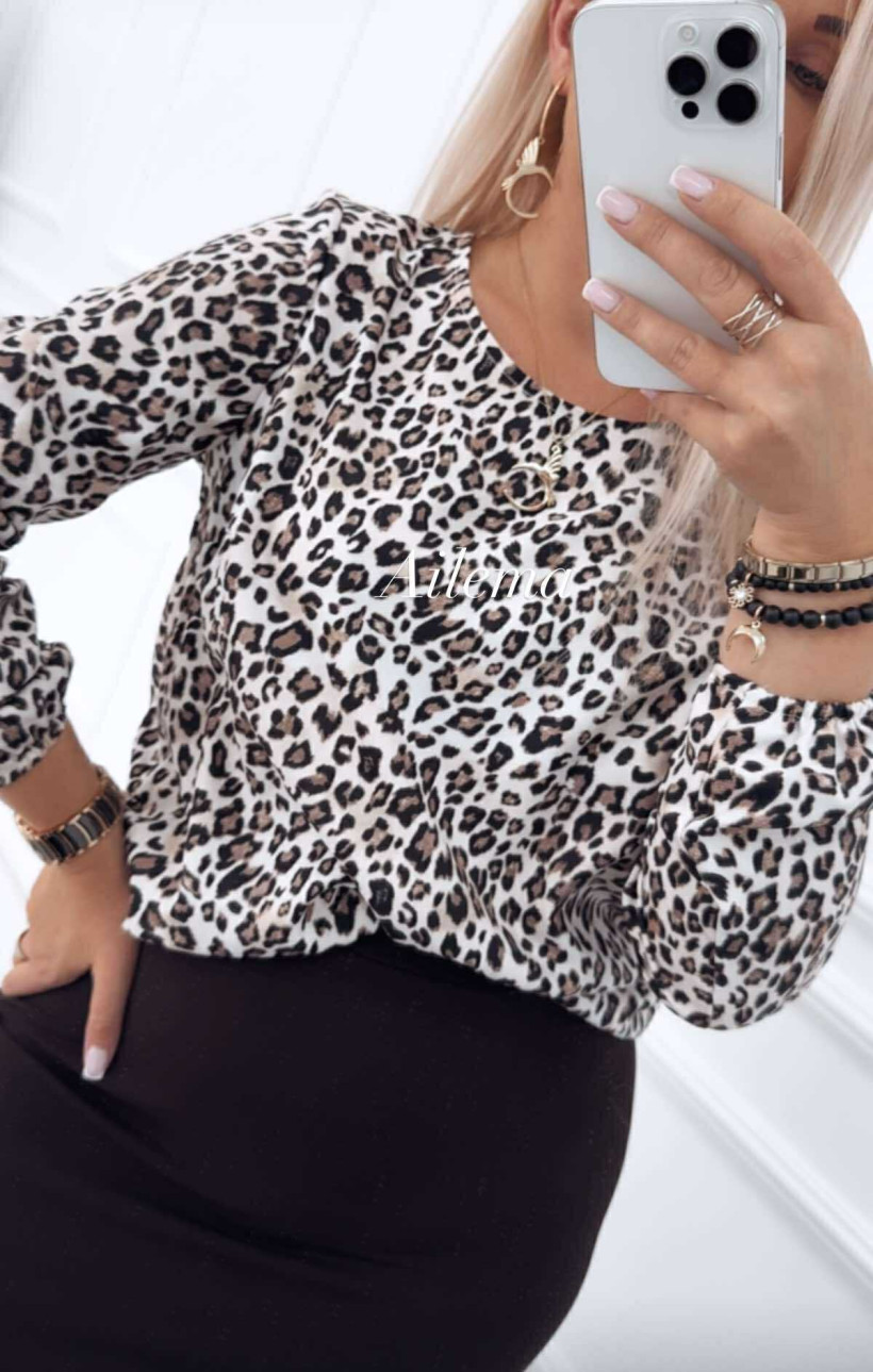 WYPRZEDAŻ Koszula Madex ab2139 panterka okrągły dekolt