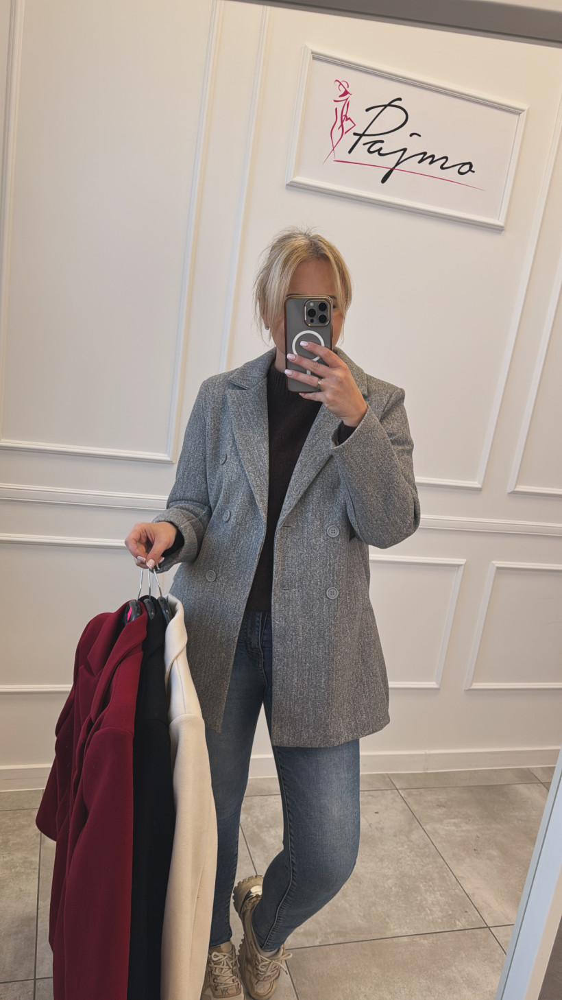 Płaszcz flauszowy zapinany na dwa guziki 13226