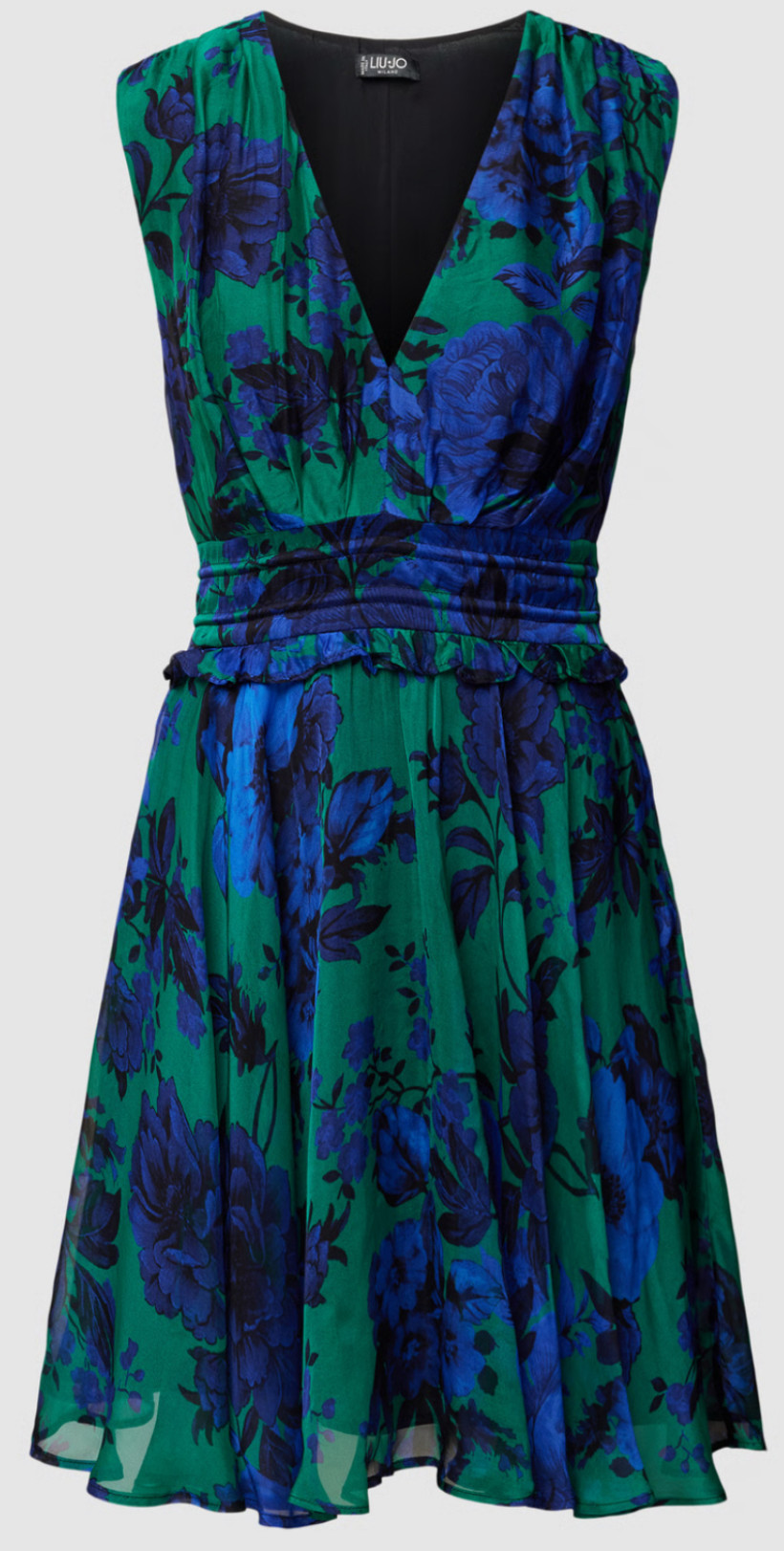 Sukienka Liu Jo CF3330 T3079 zielona w granatowe kwiaty 44it