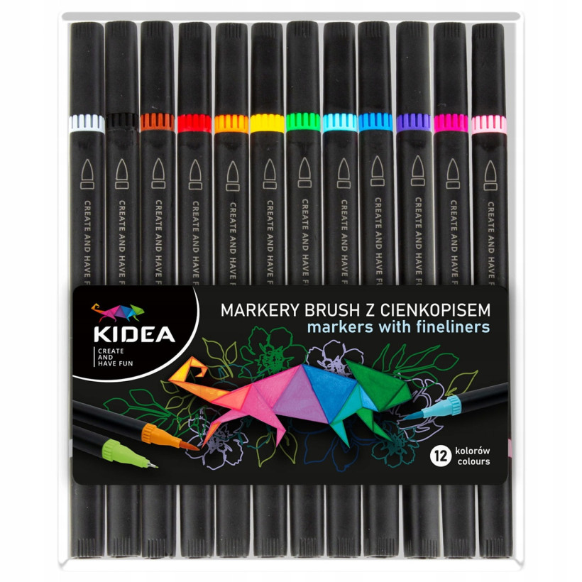 Markery Brush z Cienkopisem 12 kol Kidea
