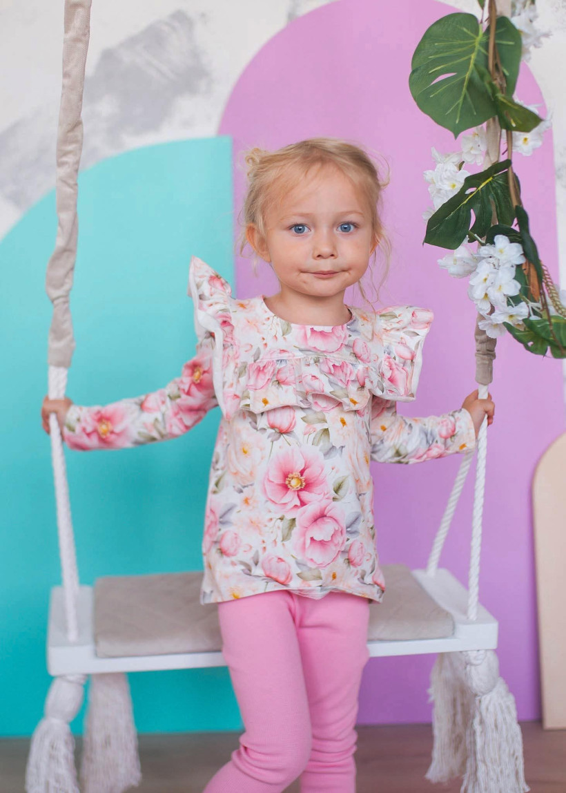 BLUZKA Z FALBANKĄ CUKIERKOWE KWIATY MAM TEN LUZ