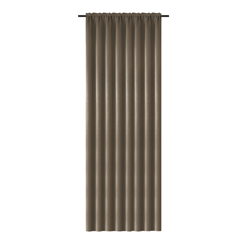 Zasłona gładka półzaciemniająca 140x250 cm – blackout na taśmie marszczącej, elegancka dekoracja okna brązowa P07