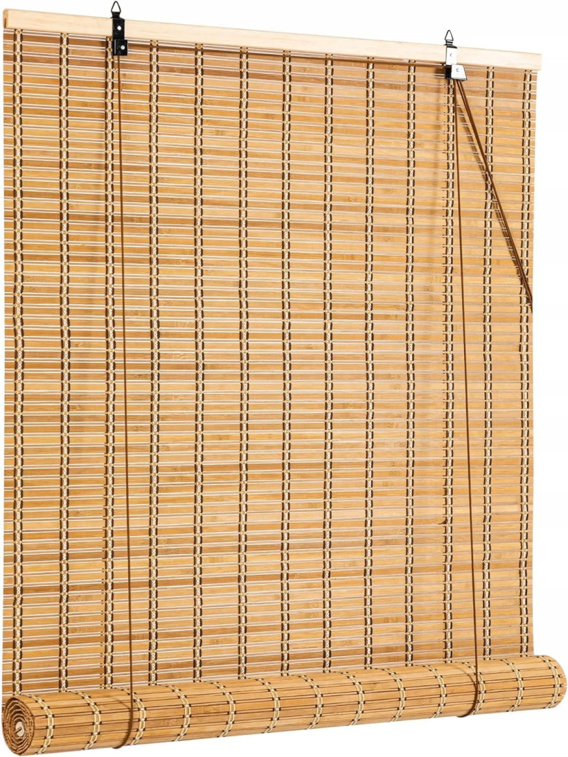 Naturalna roleta bambusowa, drewno bambusowe, dom, balkon, prywatność, ochrona przeciwsłoneczna, do dekoracji domu (jasnobrązowy, 80x160CM)