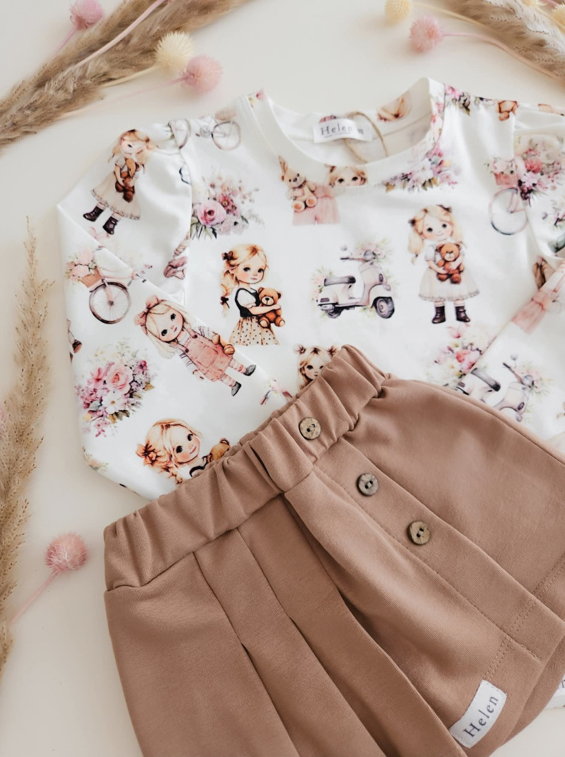 SPÓDNICO-SPODENKI BEŻOWE Z GUZICZKAMI  Z DRESÓWKI HELEN